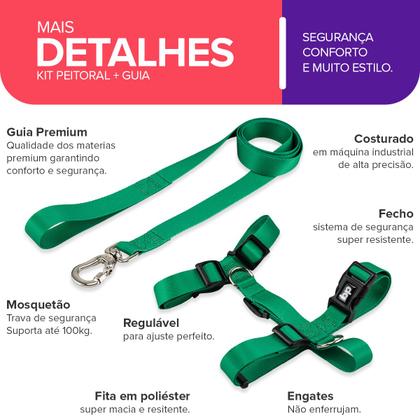 Imagem de Coleira Peitoral Com Guia Para Cachorro Cães Basic Pet