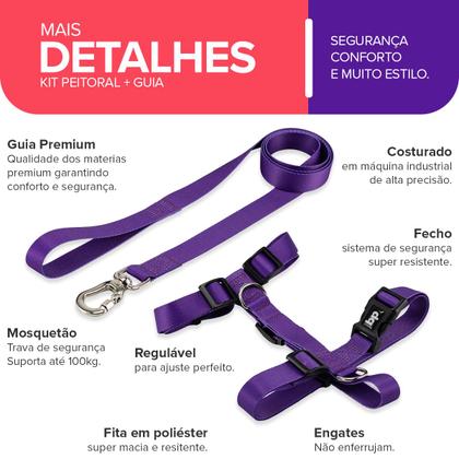 Imagem de Coleira Peitoral Com Guia Para Cachorro Cães Basic Pet