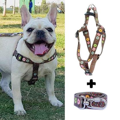 Imagem de Coleira peitoral e Guia com trava - TAM P - Várias Estampas