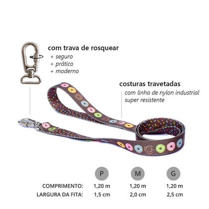 Imagem de Coleira peitoral e Guia com trava - TAM P - Várias Estampas