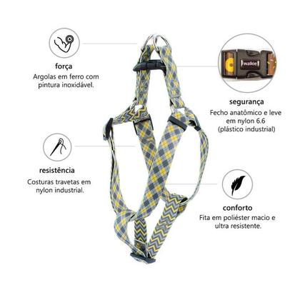 Imagem de Coleira peitoral e Guia com trava - TAM P - Várias Estampas