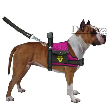 Imagem de Coleira Peitoral Para Cães Com Cinto De Segurança Ajustável Guia Com Alça Reforçada Cachorros Pastor Alemão Pit bull