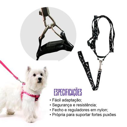 Imagem de Coleira Pet Cachorro Cães Peitoral Ajustável C/ Guia Roxo