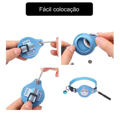 Imagem de Coleira Pet Gato Nylon Refletiva Guizo com Case P/ Airtag