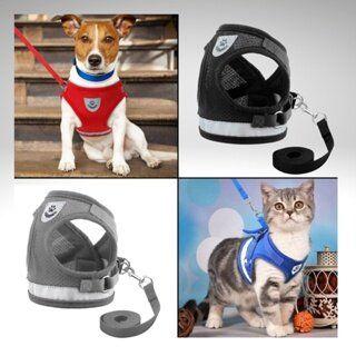 Imagem de Coleira Pet Peitoral Refletível Com Guia para Cães Regulável Super Confortável para Cachorro