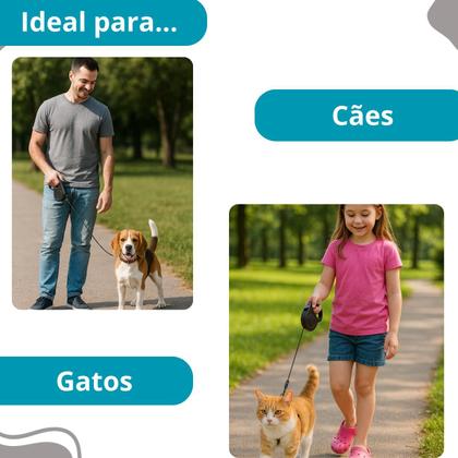 Imagem de Coleira Retrátil Pet 5m Ideal Longos Segura