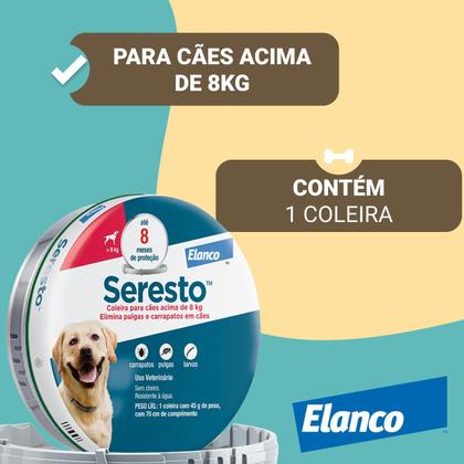 Imagem de Coleira Seresto Cães E Gatos Acima De 8Kg