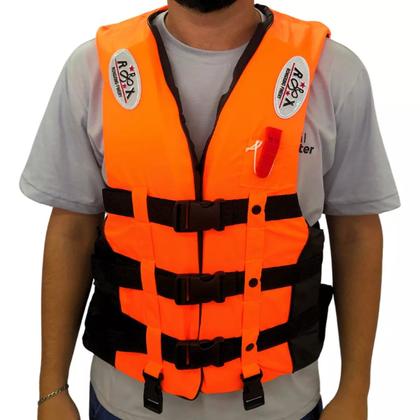 Imagem de Colete Adulto Salva Vidas Regulável Apito Emergêncial Neon
