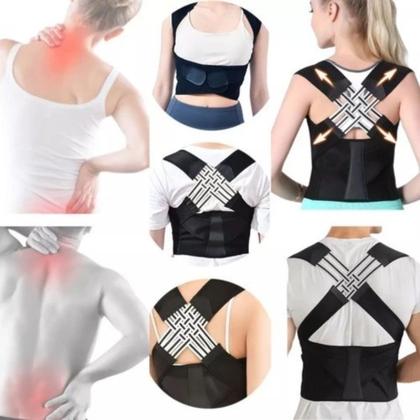 Imagem de Colete Apoio Para Correção De Postura XL Cinta Coluna Vertebral Suporte Duplo para Costas e Cintura
