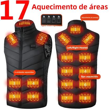Imagem de Colete Aquecido Elétrico USB com 17 Zonas de Aquecimento - Masculino e Feminino