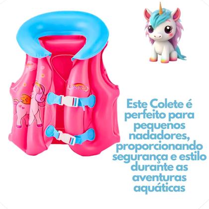 Imagem de Colete Boia Inflável Infantil Criança Piscina Salva Vidas Unicórnio