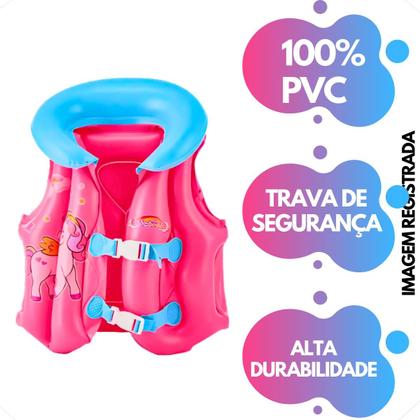 Imagem de Colete Boia Inflável Infantil Criança Piscina Salva Vidas Unicórnio