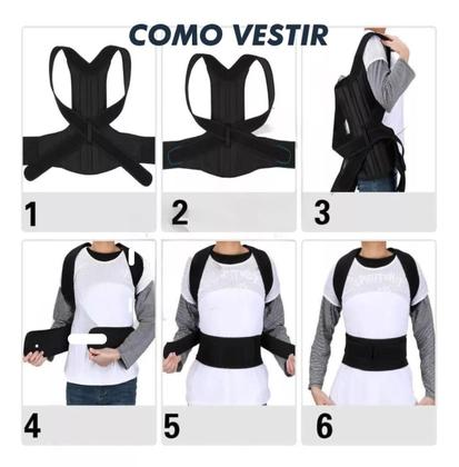 Imagem de Colete Cinta Modela Masculino Corrige Coluna Lombar Profissional Feminino Fisioterapia GG