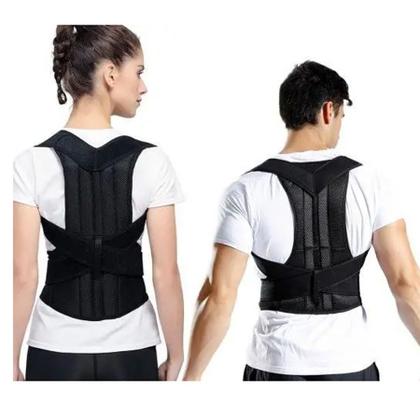 Imagem de Colete Cinta Postural Feminina Corretor Postura Coluna Costas Ajustável Forte Neoprene Preto 0285