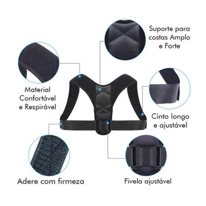Imagem de Colete Corretor Postural Suporte Ajustável Unissex Ajeita Coluna