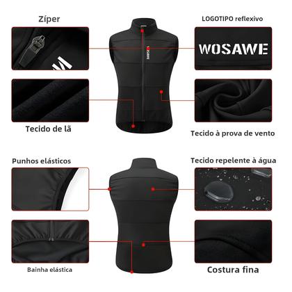 Imagem de Colete de Ciclismo Térmico Masculino WOSAWE - Sem Mangas - Para Inverno