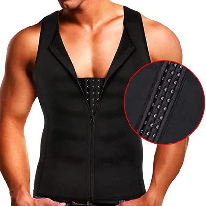Imagem de Colete de Compressão para Emagrecimento Masculino - Shapewear com 3 Fileiras de Abertura