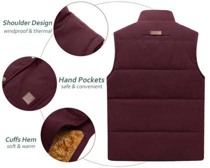 Imagem de Colete de inverno TACVASEN, forrado de lã grossa, sem mangas, vermelho