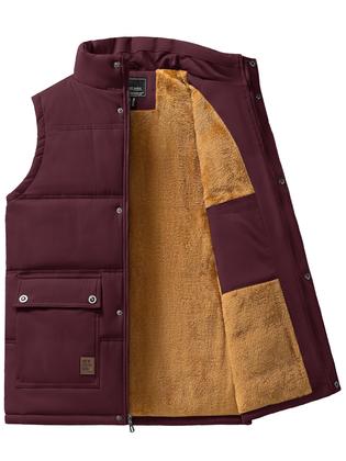 Imagem de Colete de inverno TACVASEN, forrado de lã grossa, sem mangas, vermelho