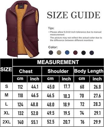 Imagem de Colete de inverno TACVASEN, forrado de lã grossa, sem mangas, vermelho