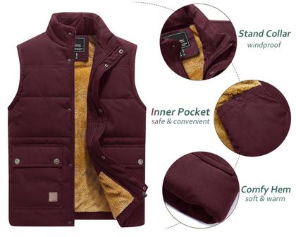 Imagem de Colete de inverno TACVASEN, forrado de lã grossa, sem mangas, vermelho