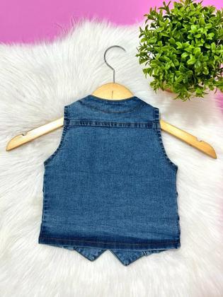 Imagem de Colete de menina infantil jeans com lycra mini diva moda country 