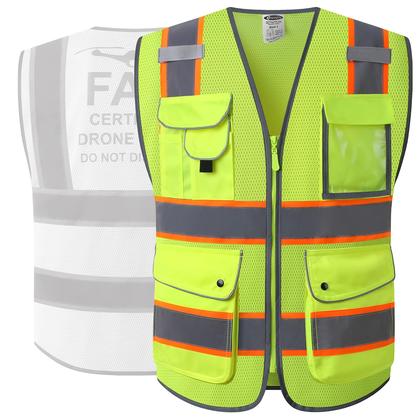 Imagem de Colete de Segurança JKSafety FAA - Amarelo de Alta Visibilidade para Pilotos de Drone