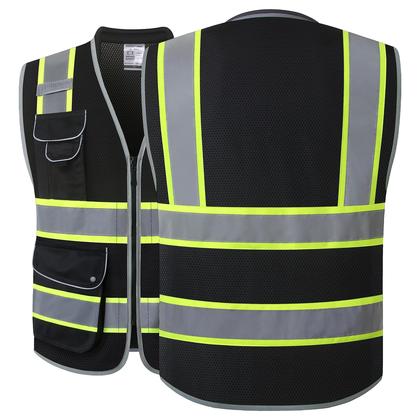 Imagem de Colete de segurança JKSafety Hi-Vis preto para homens e mulheres reflexivo