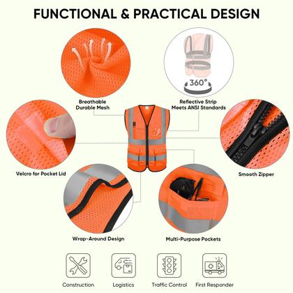 Imagem de Colete de segurança TICONN 5PK Orange 2XL ANSI Class II