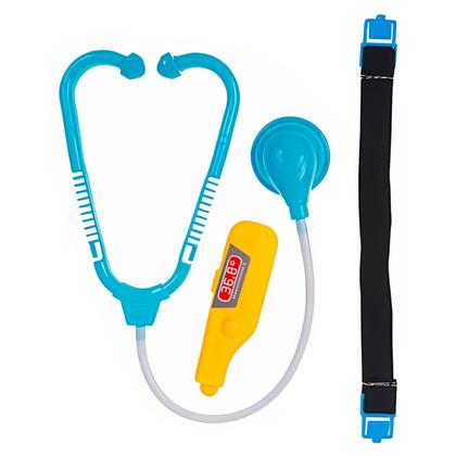 Imagem de Colete Fantasia Medico Infantil Azul Com Estetoscopio Termometro Brinquedo Profissao Menino