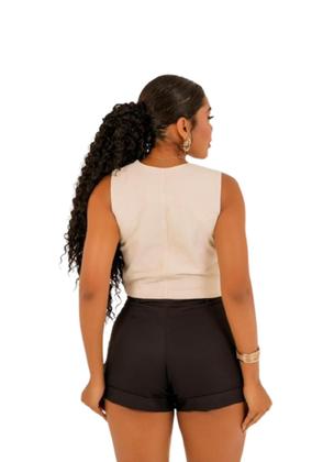 Imagem de Colete femino collor creme brinho lycra