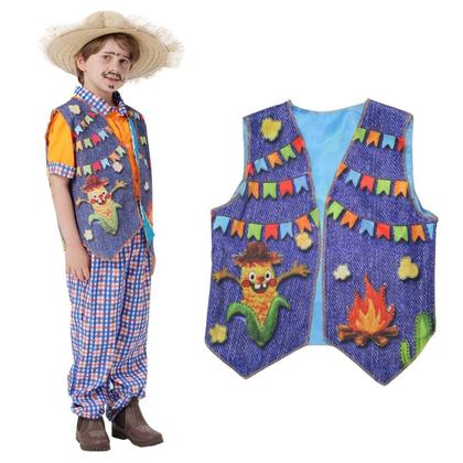 Colete Festa Junina Infantil Pipoquinha Roupa Caipira Menino pra