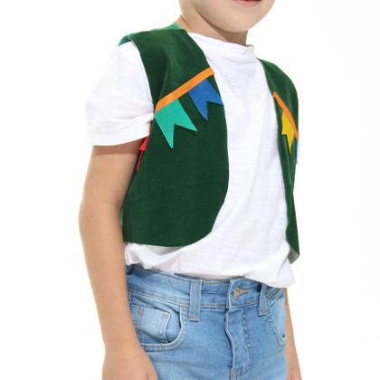 Imagem de Colete Junino Infantil Verde com Bandeirinhas Coloridas