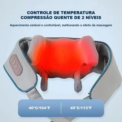 Imagem de Colete Massageador Shiatsu Pescoço Cervical Ombros Portátil Inteligente com Aquecimento