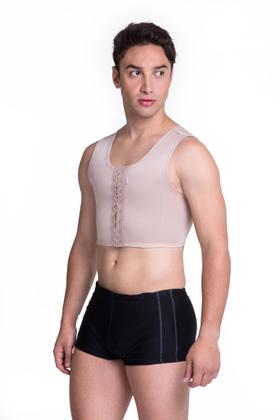 Imagem de Colete Modelador Slim Masculino Curto Pós Cirúrgico Ginecomastia Regata Fecho Frontal 1619