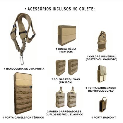 Imagem de Colete Modular JA3 nível 3a 10 Acessórios Tan JA Rio Militar