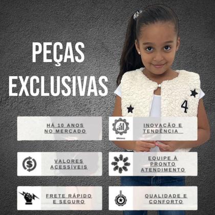 Imagem de Colete Peluciado Menina Com Botão Forrado Estiloso