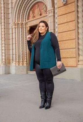 Imagem de Colete Plus Size Com Bolso Trico Mousse