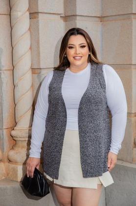 Imagem de Colete Plus Size Com Bolso Trico Mousse