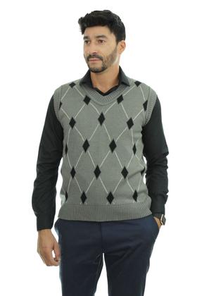 Imagem de Colete Tricot Enzo Pulôver Masculino Shopping do Tricô Xadrez