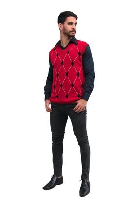 Imagem de Colete Tricot Enzo Pulôver Masculino Shopping do Tricô Xadrez