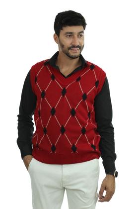 Imagem de Colete Tricot Enzo Pulôver Masculino Shopping do Tricô Xadrez
