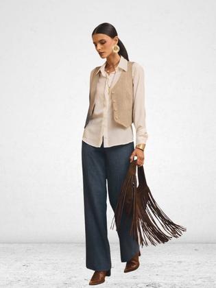 Imagem de Colete Via Lessa Londres Alfaiataria Max Twill Bege
