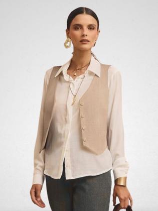 Imagem de Colete Via Lessa Londres Alfaiataria Max Twill Bege