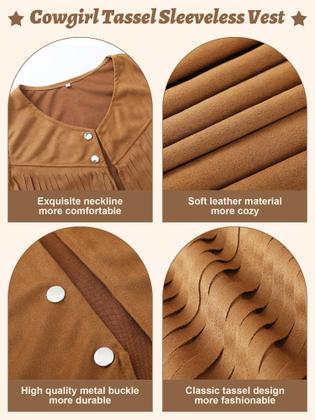 Imagem de Colete Western Outfit Shine para mulheres com franjas de cowgirl para Halloween