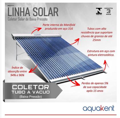 Imagem de Coletor Aquecedor Solar Vácuo 30 Tubos Aquakent