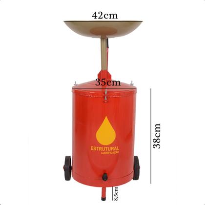 Imagem de Coletor de Oleo 50L com Carrinho Bandeja de Aço e Altura Regulável