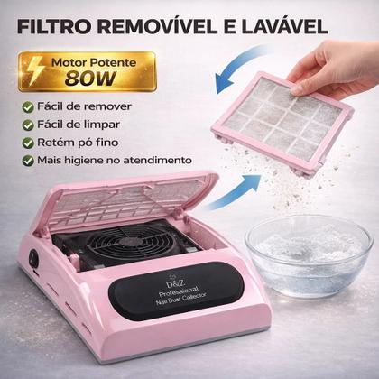 Imagem de Coletor Sugador Aspirador De Pó Unha Gel Manicure Nail 80w