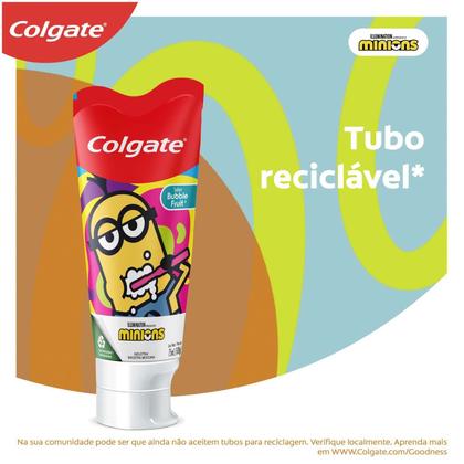 Imagem de Colgate Creme Dental Infantil Smiles Minions 100g Gel Bubble Fruit Proteção Contra Cáries Escovação Mais Divertida
