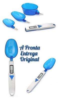 Imagem de Colher Balança Digital Eletrônica Com 3 Colher De Medidas Azul